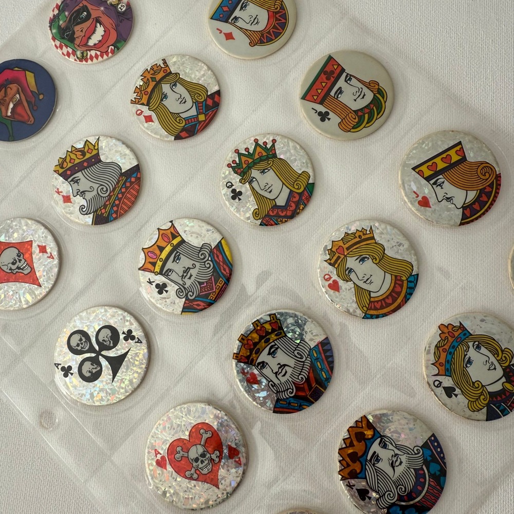Vtg 90s Pogs Milkcap Collection 40pc Gambling Casino Playing Cards Holographic